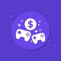 dinheiro para jogos ícone com gamepads, vetor