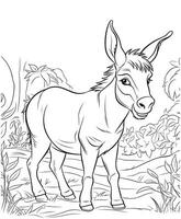 desenho de burro para colorir para crianças vetor