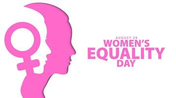 mulheres igualdade dia, agosto 26. minimalista Projeto mulher igualdade conceito. fundo, cumprimento cartão, bandeira, poster modelo. vetor ilustração