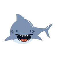 desenho animado bonito tubarão grande vetor