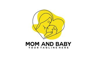 mãe e bebê logotipo mãe de design e bebê logotipo Projeto. mãe e bebê dentro simples estilo ilustração. vetor