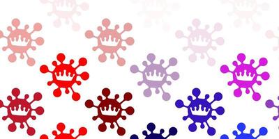 padrão de vetor azul claro e vermelho com elementos de coronavírus.