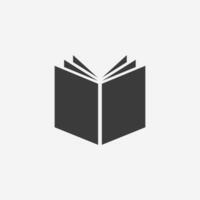 vetor de ícone de livro aberto. livro didático, biblioteca, estude, literatura, educação, conhecimento, sinal de símbolo de aprendizagem