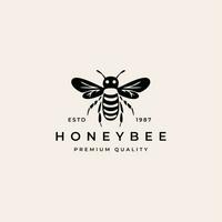 vintage querida abelha animais logotipo modelo ilustração vetor