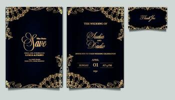 elegante conjunto de cartões de convite de casamento vetor