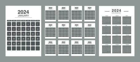 calendário 2024 semana começar Segunda-feira corporativo Projeto modelo vetor