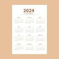 calendário 2024 Projeto modelo. 2024 papel calendário disposição dentro imprimível estilo. vetor ilustração