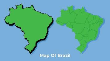 vetor Brasil 3d mapa conjunto simples plano ilustração