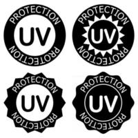 ícones de proteção UV. desinfecção por luz ultravioleta. irradiação germicida ultravioleta. crachá para produtos cosméticos de proteção solar. limpeza de superfície e proteção. ícone de glifo. vetor