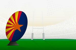 Arizona nacional equipe rúgbi bola em rúgbi estádio e objetivo Postagens, preparando para uma multa ou livre chute. vetor