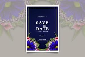 conjunto de cartão de convite de casamento elegante salvar a data vetor