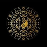 modelo de meditação com sinal de yin yang na mandala vetor