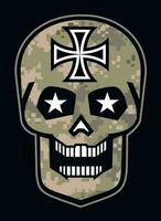 militares placa com crânio, grunge vintage Projeto t camisas vetor