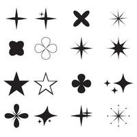 vetor conjunto do ano 2000 estrelas, starburst e retro futurista gráfico enfeites para decoração. retro futurista elementos para Projeto. geométrico símbolos e objetos dentro ano 2000 estilo.