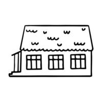 construção de casa em estilo doodle desenhado à mão. ícone do vetor. arquitetura, construção, vila, homepage. página do livro de colorir para crianças. vetor