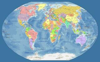 político mundo mapa winkel tripel projeção vetor