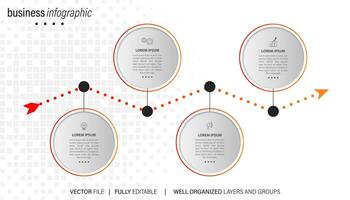 4 passos processo moderno infográfico diagrama vetor