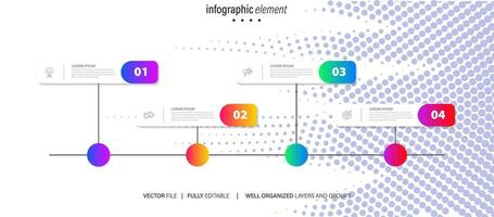 4 passos estrada mapa moderno Linha do tempo diagrama com círculo tema gráfico e o negócio ícones vetor