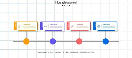 linha degrau infográfico. 4 opções fluxo de trabalho diagrama, círculo Linha do tempo número infográfico, processo passos gráfico. linear vetor infográficos. processo ordem infográfico seta e passos ponto ilustração