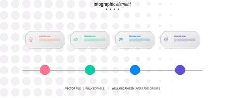 conceito criativo para infográfico com 4 etapas, opções, peças ou processos. visualização de dados de negócios vetor