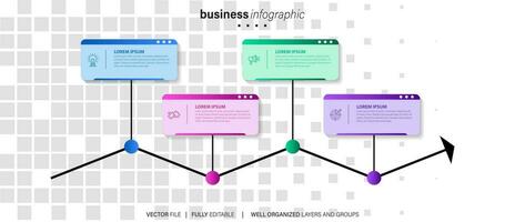 vetor infográficos Linha do tempo Projeto modelo com 3d papel rótulo, integrado círculos fundo. Linha do tempo infográfico Projeto vetor e marketing ícones.