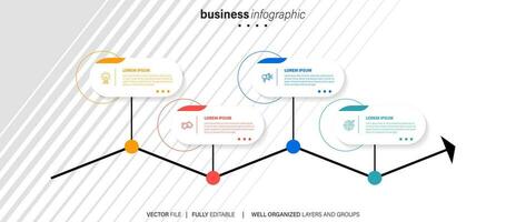 modelo de infográfico de vetor com etiqueta de papel 3d, círculos integrados. conceito de negócio com 4 opções. para conteúdo, diagrama, fluxograma, etapas, peças, infográficos de linha do tempo, fluxo de trabalho, gráfico.