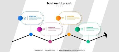 infográfico Projeto modelo. Linha do tempo conceito com 4 passos vetor