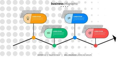 vetor infográfico plano modelo círculos para quatro rótulo, diagrama, gráfico, apresentação. o negócio conceito com 4 opções. para contente, fluxograma, passos, Linha do tempo, fluxo de trabalho, marketing. eps10