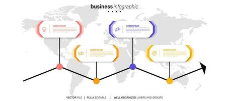 conceito criativo para infográfico com 4 etapas, opções, peças ou processos. visualização de dados de negócios vetor