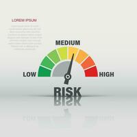 ícone do medidor de risco em estilo simples. ilustração em vetor indicador de classificação em fundo branco isolado. conceito de negócio de sinal de nível de combustível.