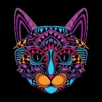 gato face padronizar obra de arte ilustração vetor