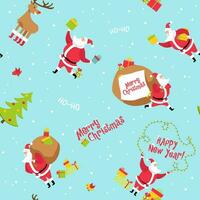 vetor Natal desatado padronizar com santa Papai Noel, cervo, Natal árvore, presentes. plano estilo ilustração