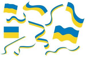 vetor conjunto bandeira e fita Ucrânia