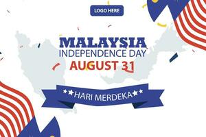 feliz independência dia Malásia 31 agosto. bandeira, social meios de comunicação publicar, folheto ou cumprimento cartão com a tema do azul vermelho luta e bandeira do Malásia. vetor ilustração