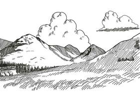 panorama esboço do montanha vetor ilustração