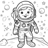 astronauta coloração Páginas desenhando para crianças vetor