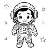 astronauta coloração Páginas desenhando para crianças vetor