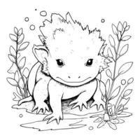 axolotl coloração página desenhando para crianças vetor