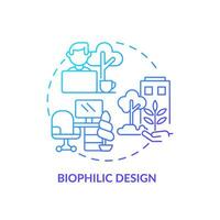 azul gradiente biofílico Projeto ícone conceito, isolado vetor, sustentável escritório fino linha ilustração. vetor
