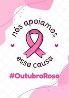 bandeira dentro Português para composição Outubro Rosa seio Câncer prevenção Brasil vetor