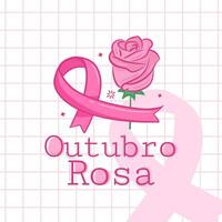 bandeira dentro Português para composição Outubro Rosa seio Câncer prevenção Brasil vetor