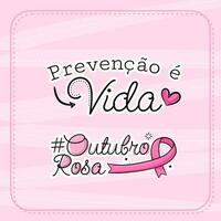 bandeira dentro Português para composição Outubro Rosa seio Câncer prevenção Brasil vetor