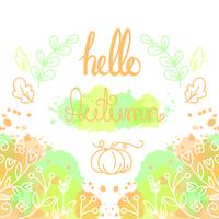 Olá cartão de outono com letras. vetor