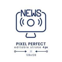 notícia transmissão linear Área de Trabalho ícone. conectados meios de comunicação. tempo real transmissão. pixel perfeito 128x128, esboço 4 px. gui, ux Projeto. isolado do utilizador interface elemento para local na rede Internet. editável acidente vascular encefálico vetor