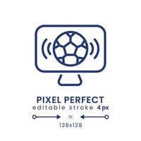 Esportes transmissão linear Área de Trabalho ícone. televisão canais. transmissão ao vivo serviço. pixel perfeito 128x128, esboço 4 px. gui, ux Projeto. isolado do utilizador interface elemento para local na rede Internet. editável acidente vascular encefálico vetor