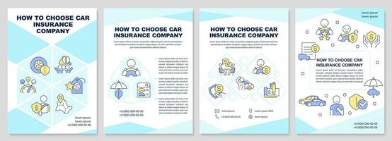 escolher carro seguro companhia azul folheto modelo. cobertura. folheto Projeto com linear ícones. editável 4 vetor layouts para apresentação, anual relatórios