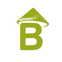carta b agricultura logotipo em conceito com agricultor chapéu ícone. agricultura logótipo modelo vetor