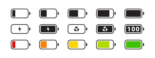 dispositivo bateria ícones definir. bateria carregar nível. Smartphone bateria. vetor escalável gráficos