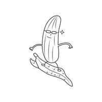 mão desenhado crianças desenhando desenho animado vetor ilustração fofa banana surfista ícone isolado em branco fundo