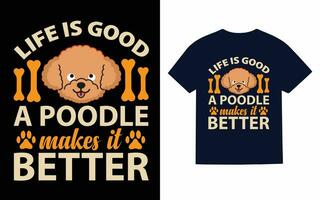 poodle cachorro camiseta projeto, tipografia, vetor, t camisa vetor
